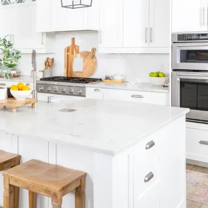 white marble kitchen island
